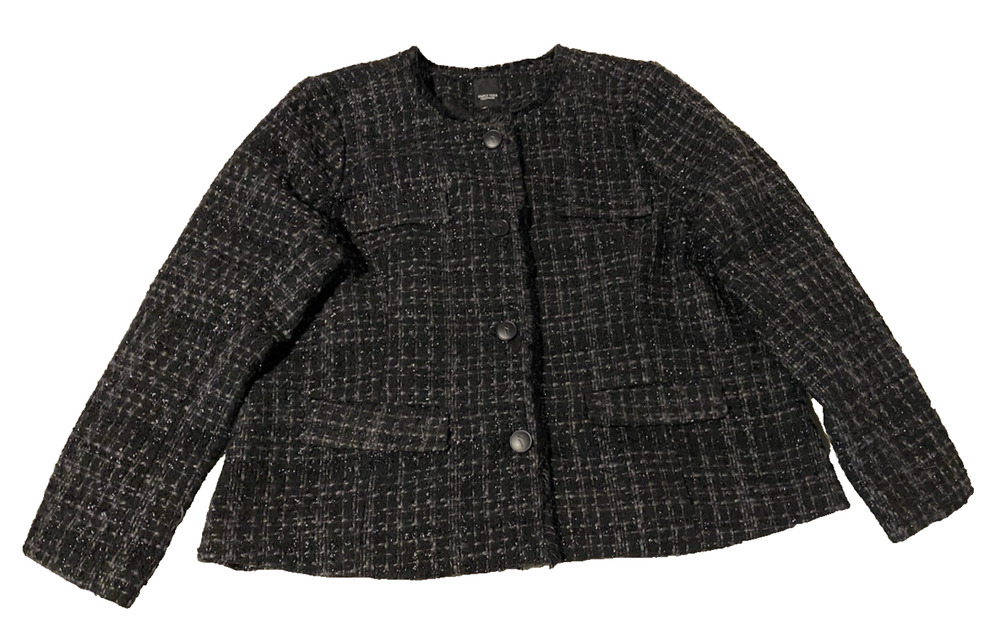 Simply Vera Vera Wang Dark Blazer Womens Size 2XL Black Tweed Office Academia